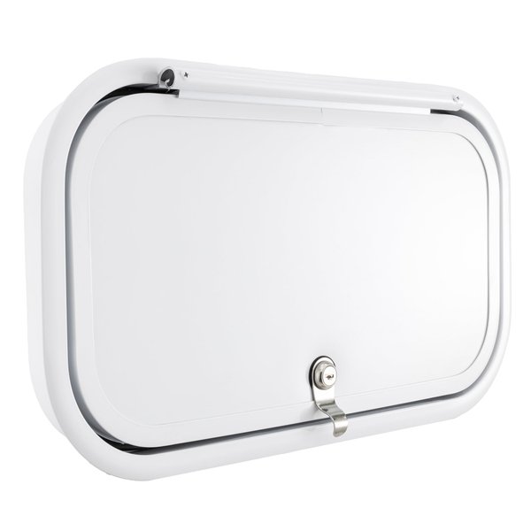 RecPro RV Baggage Compartment Door | 20" W x 11" H | Fiberglass | Rounded Corners | Weather-Tight Seal | Made in America (White)