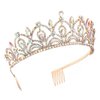 Weddingtopia Gold AB Tiaras and Gold Ab Crowns Plus Gold Necklace set For Free– Bridal Gold Ab Tiara Crown with side combs Birthday Gold AB Tiara and Crowns (Gold Ab)