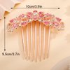 Missgrace Boho Shiny Flower Floral Hair Combs Blue Pink Purple Bridal Wedding Hair Crystal Rhinestones Women Hair Side Combs Hair Accessories for Women (Pink)