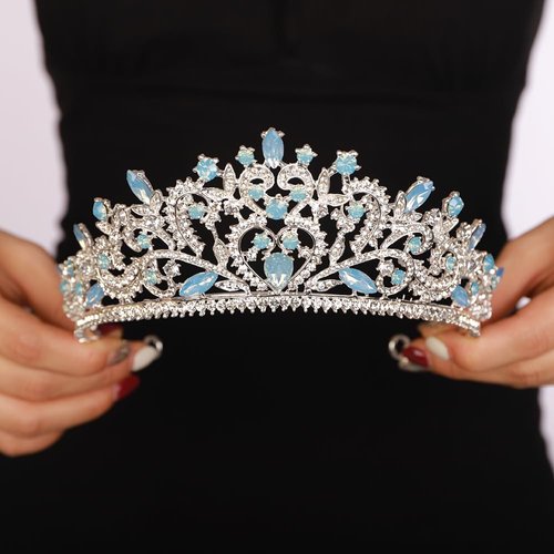 JWICOS Wedding Crowns for Women Tiaras and Crowns for Bride Birthday Crowns for Girls Princess Crowns and Tiaras for Party Prom Costume (Blue)