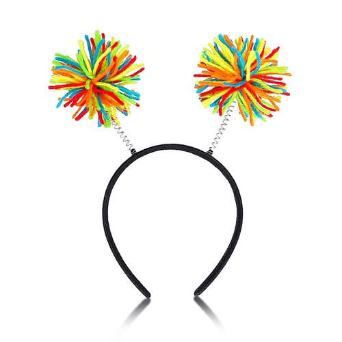Rainbow Pom Pom Headband Head Bopper Gay Pride Day Hair Hoop Pom Party Headbands Rainbow Headband Funny Headbands for Kids Adult Women Girls' Costume Accessories Birthday Christmas Halloween Carnival