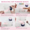 AMAZDIP Dip Powder Recycling Tray System with Scoop, Nail Art Tech Must Have Portable Dipping Powder Sequins Glitter Decoration Storage Box Container Holder Saver Tool and Soft Nail Dip Powder Brush