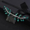 Xerling Brides Wedding Hair Comb Handmade Green Rhinestone Crystal Hair Side Comb Bridal Hair Pieces Boho Headpiece Hair Jewelry Accessories for Women Flower Girls (Green)