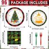 96 Pcs Christmas Paper Plates and Napkins Christmas Xmas Party Supplies Green Red Black Buffalo Plaid Christmas Tree Disposable Tableware Set Merry Christmas Themed Party Favors Holiday Winter Decor