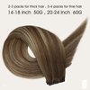Full Shine Brown Ombre Hair Extensions Weft Hand Tied Hair Extensions Real Human Hair Genius Weft Hair Extensions Color Medium Brown To Honey Blonde Highlight Medium Brown Human Hair Weft 50G 18 Inch