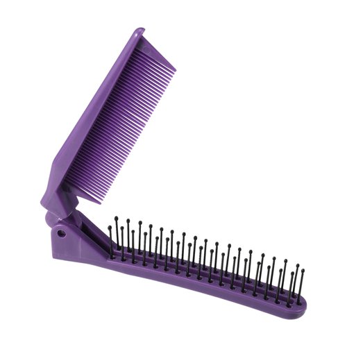 VOCOSTE Portable Folding Hair Comb, Travel Portable Folding Mini Hair Comb, Travel Small Foldable Hair Brush Hair Comb for Curly, Wet, Dry, Long Hair, Purple