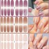 8 Sheets 1Thin Semi Cured Gel Nail Strips Pink Nail Wraps Glitter Color Full Nail Wraps Self-Adhesive Street Nail Strips Nail Art Polish Stickers Solid Nail Art Decal Strips Sticker Nails for Women