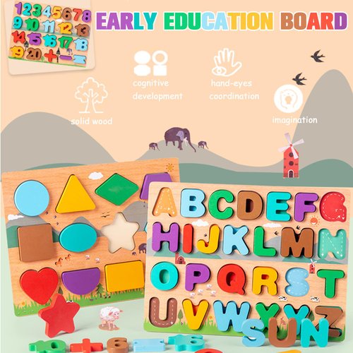 Puzzle Board Toddler Puzzles Shape, Colors Wooden Puzzles for Toddlers 1-3, Toddler Toys for 2 3 4 Years Old