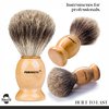 Perfecto 100% Original Pure Badger Shaving Brush, Engineered for The Best Fathers Day Gift. All Methods, Safety Razor, Double Edge Razor, Straight Razor, Shaving Razor, Gift for Dad Badger Brush.