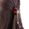 Vctitil Woman Gift Set - Red Rose Pearl Tassel Hair Claw, Flocking Rose Flower Leaves Pearl Hair Stick, Rose Flower Bracelet Choker, Rose Earrings(Red)