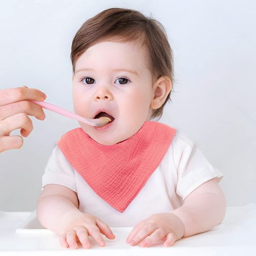 PandaEar 8 Pack Muslin Bibs for Baby Girls, 100% Cotton Baby Bandana Bibs Drool Bibs for Newborns Infant, Absorbent Burp Cloths Baby Bibs for Teething & Drooling