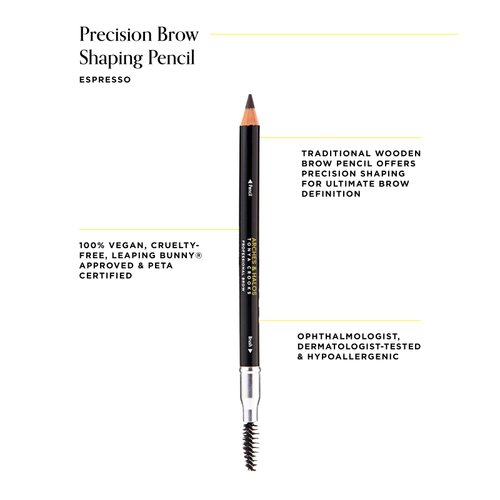Arches & Halos Precision Brow Shaping Pencil - Double Sided Eyebrow Filler and Spoolie Brush - Creamy Texture for Shaping and Defining With Ease - Vegan, Cruelty Free - Espresso - 0.070 oz