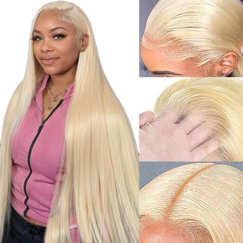 bunGiol 30 Inch Lace Front Wig Human Hair 613 Blond Lace Front Wig Human Hair 13x4 Hd Straight Lace Front Wigs Human Hair Bleached Knots 613 Glueless Human Hair Wigs For Black Women 180% Density