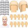 Chunyin 24 Pieces Halloween Bald Caps Makeup Latex Bald Head Wig Cap Set Bald Hat Cosplay Black Mesh Weaving Hair Net for Adults Makeup Party Theme Costume Accessories