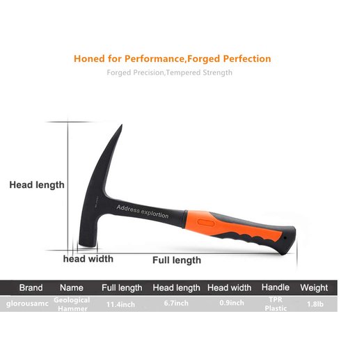 Rock Pick - 28 oz Geological Hammer with Pointed Tip & Shock Reduction Grip - 11.4 Inch