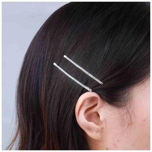 Yheakne Vintage Crystal Hair Clip Pin Crystal Hair Barrette French Crystal Bobby Pins Decorative Hair Accessories for Women and Girls 2Pcs (Silver crystal)