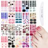 WOKOTO 20 Sheets Gradient Toe Nail Polish Strips And Stickers And 1 Nail File Kit Colorful 22 Tips Per Sheet Glitter Toenail Nail Polish Stickers Wraps For Women Nail Salon Manicure Set