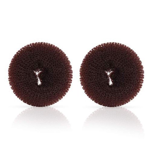 Extra Hair Donut Bun Maker for Kid, Ring Style Bun, 2PCS Chignon Hair Small Doughnut Shaper for Short and Thin Hair (Small, 2.5 Inch/Brown)