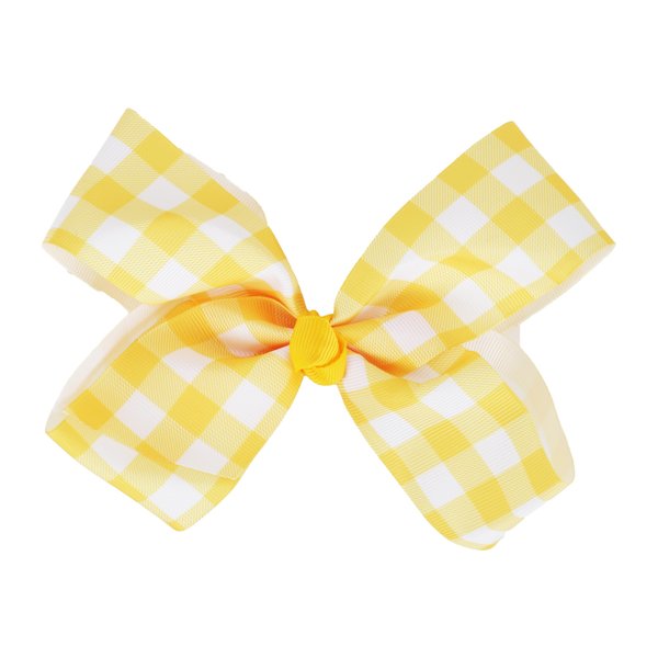 Plaid Hair Bow Hair Clip 6 Inch Checkered Bow Hair Clip (Yellow)
