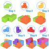 WorWoder Kids Magnetic Building Blocks Magic Magnetic 3D Puzzle Cubes, Set of 7 Multi Shapes Magnetic Blocks with 54 Guide Cards, Intelligence Developing and Stress Relief Fidget Toys for Kids(Pink)