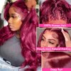 SOSATISFY Body Wave 99J Burgundy Lace Front Wigs Human Hair 200% Density 13x4 Glueless HD Transparent Wine Red Wigs for Women Human Hair Pre Plucked with Baby Hair (26 inch)