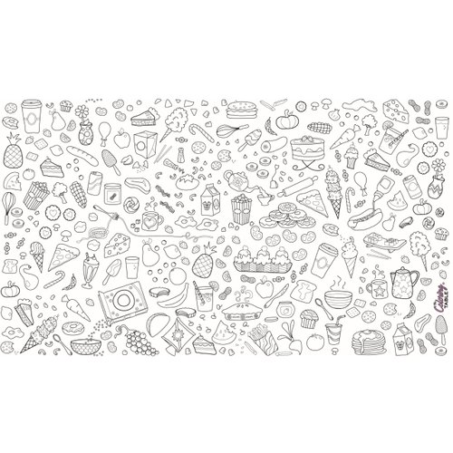 Food Fun Design – Interactive Coloring Apron for Kids – Medium/Large 23"X20.4" – Fabric Coloring Apron – Washable and Reusable – DIY Coloring Activity for Children and Adults