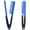 2-Pack Hair Straightening Comb Set - Flat Iron Comb for Beautiful Tresses, Hair Straightener Comb with Firm Grip, Ideal for Knotty Hair, Styling Comb, Hair Comb for Straight Hair (Blue).