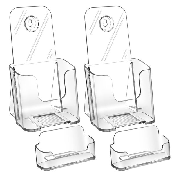 zavekia Acrylic Brochure Holder.4 inches Wide Brochure Holder Wall Mount Clear Countertop Organizer Literature Holders (2)
