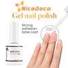 Nicedeco No Wipe Gel Top Coat and Base Coat Set 2 Pcs 15ml Gel Nail Polish Soak Off LED Nail Lamp Gel Base Top Coat Shine Finish and Long Lasting Nail Art