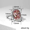 925 Sterling Silver Shiny Full Diamond Ring Pink Zircon Fashion Exquisite Oval Pink Promise Ring CZ Diamond Multi Row Ring Eternal Engagement Wedding Ring Jewelry-Making-Patterns