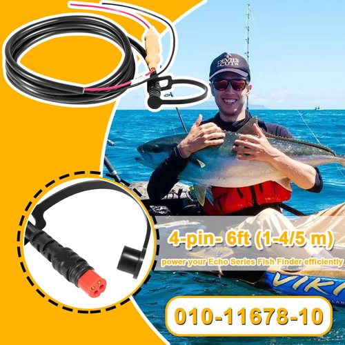 010-11678-10 Power Cable 6 ft 4-Pin Power Cord Compatible with Garmin Echo 100 151dv 200 300c 500c 551dv