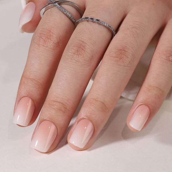 RTKHFZE Gel Press On Nails Short - Square Ombre Press On Nails False Nails with Glue,16 Sizes - 32Pcs Reusable Soft Gel Fake Nails Tips Kit,Stick On Nails for Women