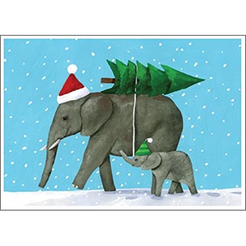 Elephant - Box of 15 Allport Christmas Cards