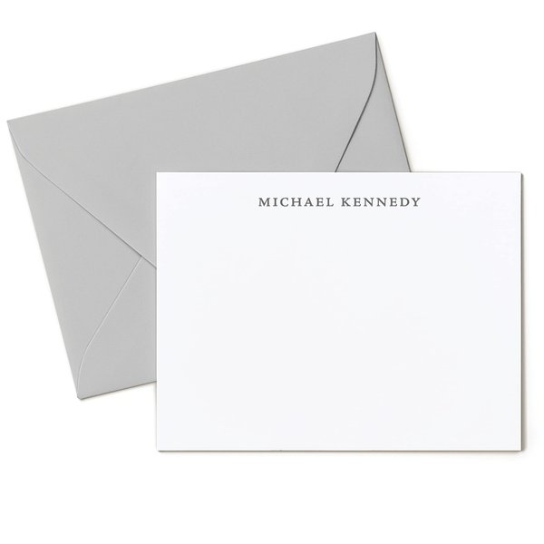 Personalized Professional Name Flat Cards, 4.25 x 5.5 or 5x7 Notecards with Envelopes, Note Cards for Men Business Cards, Simplicity Flat