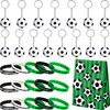 46 Pieces Soccer Party Favors Set Soccer Gift Include 15 Packs Soccer Keychains, 16 Pieces Soccer Motivational Silicone Wristband, 15 Pieces Soccer Party Supply Bags for Party Bag Gift Fillers