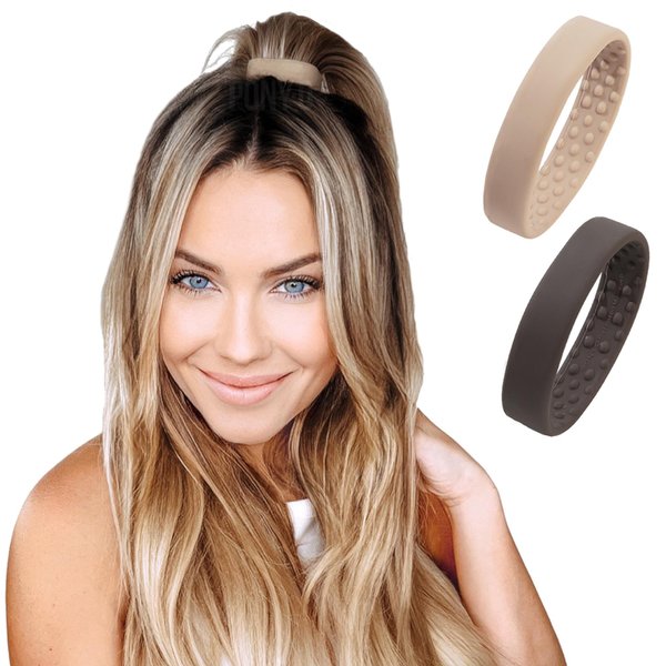 Small PONY-O for Very Fine Hair or Sections of Hair - PONY-O Revolutionary Hair Tie Alternative Ponytail Holders - 2 Pack Brown & Dark Blonde Original Patented Hair Styling Accessories