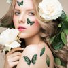 Temporary Tattoos Stickers Green Butterfly Wings Peacock Feather Design Decal Women Face Eye Makeup Art Party Supplies 10 Sheets