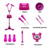 Kids Karaoke Machine with 2 Microphones Adjustable Height Wire Bluetooh Mic Music Sing Along with Flashing Lights Musical Effects Cell Phone Holder Kids Microphone with Stand Fun Kids Toy (Pink)