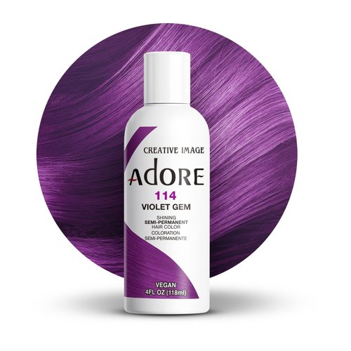 Adore Semi Permanent Hair Color - Vegan and Cruelty-Free Hair Dye - 4 Fl Oz - 114 Violet Gem (Pack of 1)
