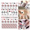 Poker Nail Art Stickers Decals 3D Card Nail Art Supplies Fashion Playing Cards Designer Nail Sticker Red Heart Diamond Spades Geometric Letter Nail Designs Sticker for Acrylic Nails (8 Sheets)