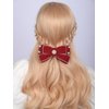 Wiwpar Rhinestone Red Velvet Bow Hair Clip Non-Slip Bowknot Hairpin Clips French Barrettes Hair Clips Ponytail Holder Christmas Prom Hair Accessories for Women Girls Kids Teens Birthday Gifts (Red)