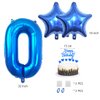 Daimay 10th Birthday Party Decorations Blue Happy Birthday Banner Flag Latex Confetti Balloons Number 10 Foil Balloon Star Mylar Balloons Cake Topper for Men Women Anniversary Party Supplies