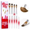 4PCS Acrylic Nail Brush Set, Size 6/8/12/16. Kolinsky Hair,Oval Crimped Pressed Shaped Acrylic Nail Brushes,Red Metal Handle Acrylic Powder Brush Set Professional Manicure For DIY Home Salon