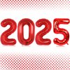 16 Inch Red Number 2025 Balloons, Big 2025 Number Balloons New Year Foil Red Balloons for 2025 Happy New Year Eve Celebration Decorations Party Supplies New Years 2025 Balloons Red