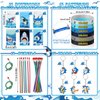 Qilery 140 Pcs Shark Party Favors Shark Birthday Party Favors Shark Bracelet Drawstring Bags Keychains Badge Sticker Notebook Bendable Pencil Shark Stress Relief Toy for Ocean Theme Decorations