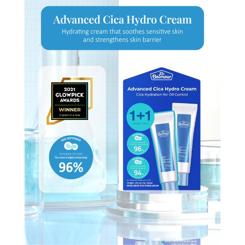 DR. BELMEUR Advanced Cica Hydro Cream Special Set (4fl oz, Pack of 2) - Soothing, Barrier-Strengthening Face Moisturizer for Sensitive Skin. Korean Skin Care. Centella Asiatica, Hyaluronic Acid.
