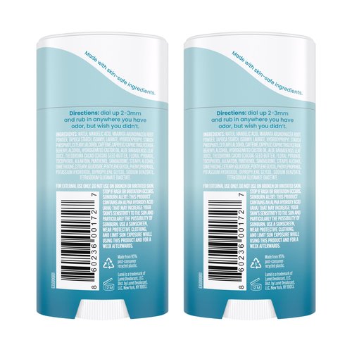 Lume Whole Body Deodorant - Invisible Cream Stick - 72 Hour Odor Control - Aluminum Free, Baking Soda Free, Skin Safe - 2.2 Ounce (Pack of 2) (Unscented)