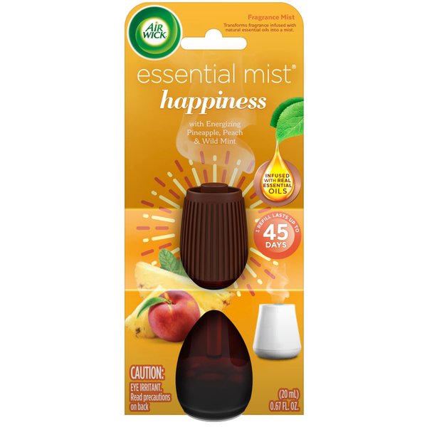 Air Wick Essential Mist Refill, 1 ct, Happiness, Essential Oils Diffuser, Air Freshener, Aroma