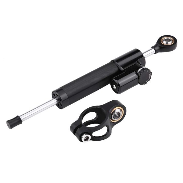 Qiilu Universal Motorcycle Steering Damper Stabilizer, Damper Stabilizer Linear Reversed Safety Control with Mounting Bracket Aluminum