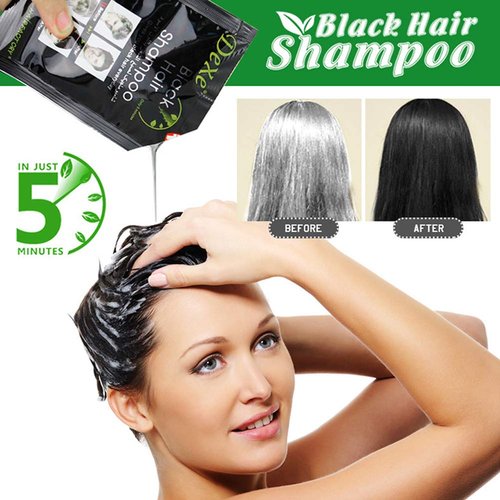 Instant Hair Dye Hair Color Shampoo Semi-Permanent Hair Shampoo - 10-Bag/Box (black)